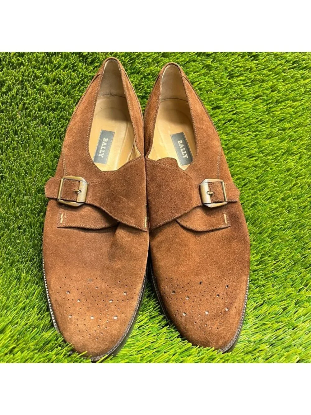Bally Wales Mens Size 11 Brown Casual Classic Buckle Monk Strap Oxford Shoes